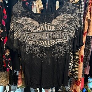 Harley-Davidson Black and Gray Winged Tee